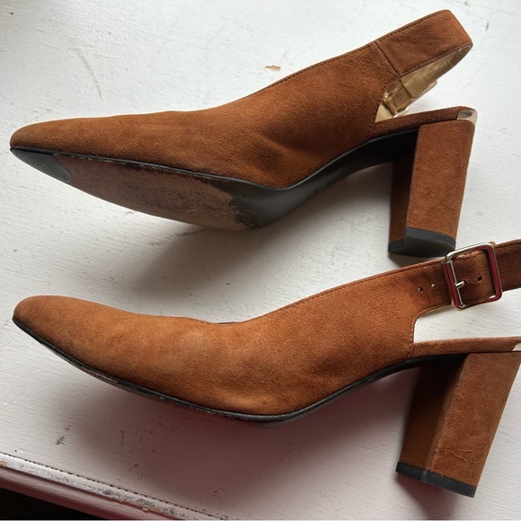 Stuart Weitzman Briwn Suede Slingbacks - Picture 1 of 8